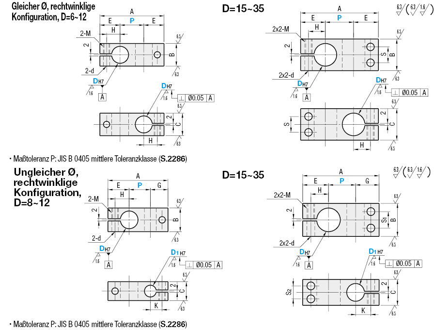 Klemmstücke/Gleiche Ø/Wellenabstand konfigurierbar/Abgänge rechtwinklig angeordnet:Verwandte bildanzeige