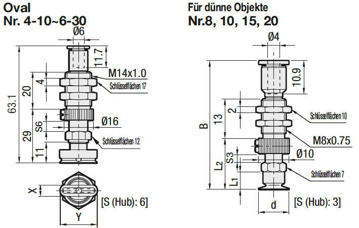 Vakuum-Fittings/oval/Für dünne Objekte/Feder-Ausführung/T-Form:Verwandte bildanzeige