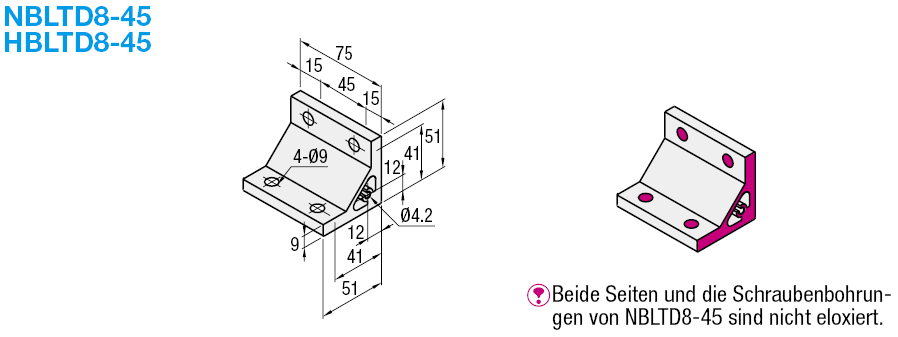 Serie 8-45/Starke Winkelverbinder für 2 Nut Profil/Niedrig:Verwandte bildanzeige