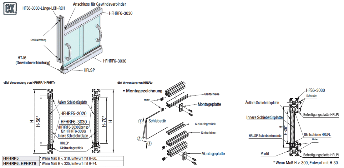 Aluminium-Strangpressprofile für Schiebetüren/Horizontale Ausführung:Verwandte bildanzeige
