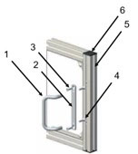 Anwendungsbeispiel Gebogener Griff an Tür - Gebogener Bügelgriff - Gebogener Bügelgriff für Aluminiumprofil - Gebogener Bügelgriff für Konstruktionsprofil
