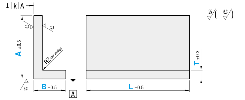 L-Winkel -Walzblank/Rechtwinkligkeit Bezugsfläche/Raue Außenseite/Konfigurierbar:Verwandte bildanzeige