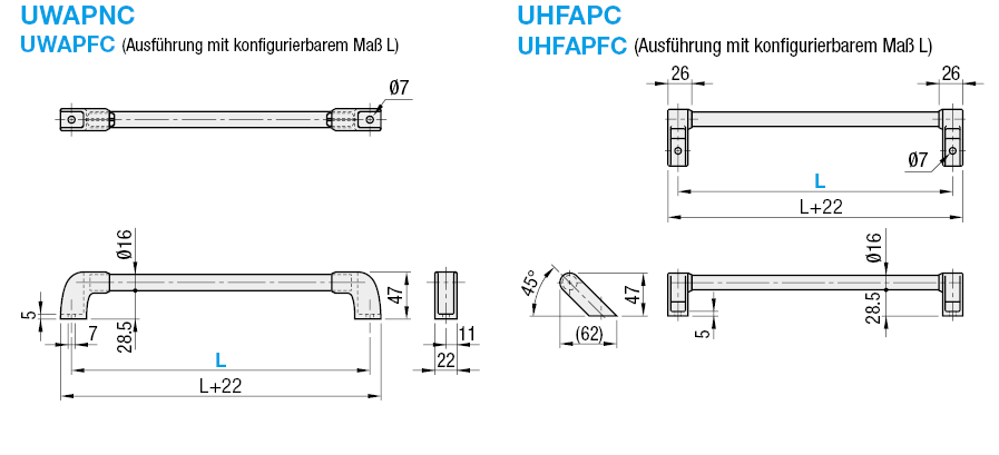 Aluminiumrohr-Handgriffe (kleiner Durchmesser)/Standard/Versetzt:Verwandte bildanzeige
