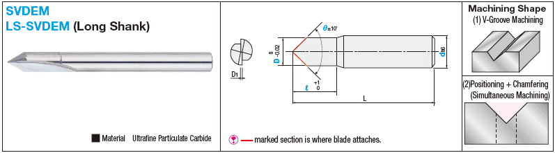 Carbide Straight Blade End Mill for V Grooving and Chamfering, 2-Flute, V Grooving, Chamfering, Positioning:Related Image