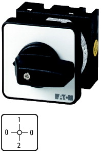 Spannungs-Strommesserschalter, T0, 20 A, Zentraleinbau, 3 Baueinheit (en) , Kontakte: 6, 90 °, rastend, mit 0-Stellung, 0-1-0-2, Abwicklungsnummer 8030