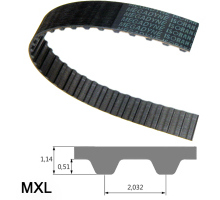Zahnriemen / MXL, XL, L, H, XH, XXH / CR (Neopren) / Zugstrang Glasfaser 1000 MXL 17 MM