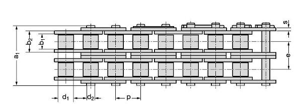 REXNORD-Duplex-Rollenketten mit geraden Laschen DIN 8187 / DIN 8188