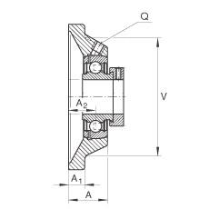 INA Vierloch-square Flansch, Gusseisen, quadratisch, Modell CJ 0096468250000