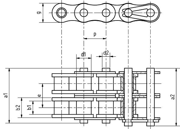 TSUBAKI Duplex-Rollenketten aus rostfreiem Stahl, europäische Ausführung
