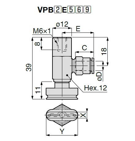 Saugnapf oval Modell VPB Eine -Touch Bauform der Aufnahme