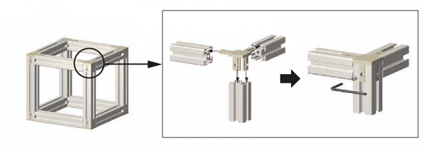 Eckverbinder mit Abdeckfunktion