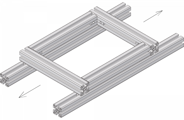 Anwendungsbeispiel für ein reibungsarmes Verschieben von Aluprofilen