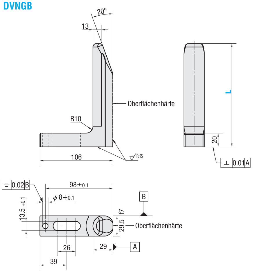 Insertion guides for large tools / heat-treatable steel / round profile / slotted hole, dowel pin core bore / VW 39D 807 