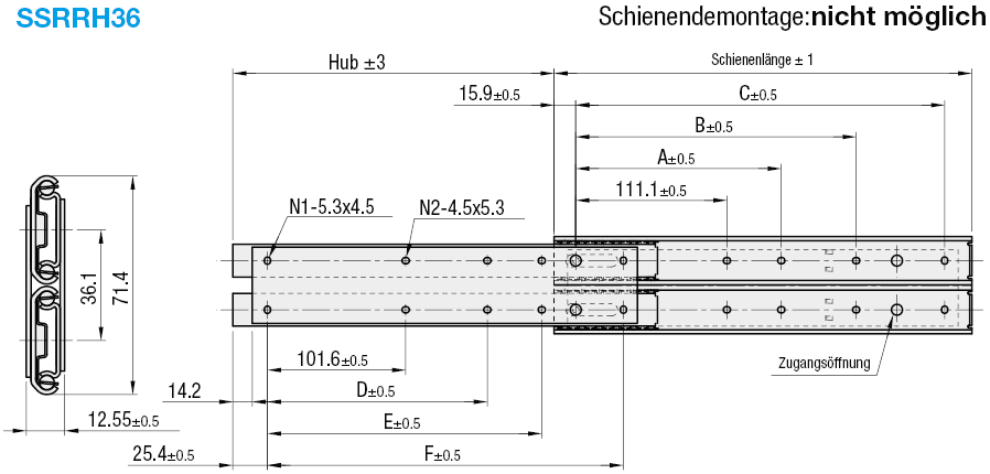 Teleskopschienenführungen/2-stufig für schwere Lasten/Ausführung rostfreier Stahl:Verwandte bildanzeige