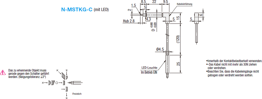 Kontaktschalter/L-Form/Zylinder-Ausführung mit LED:Verwandte bildanzeige