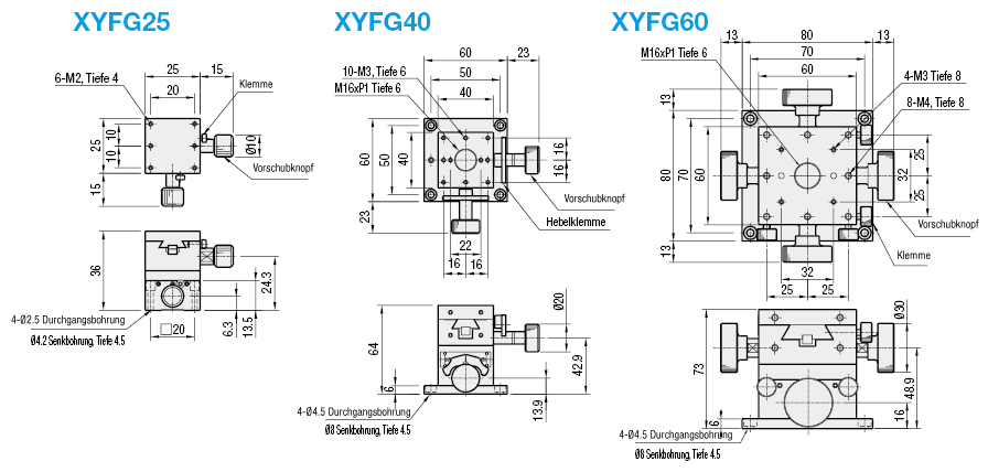 Präzision] XY-Achse / Schwalbenschwanzführung / Zahnstangenantrieb /  Quadratischer Tisch von MISUMI