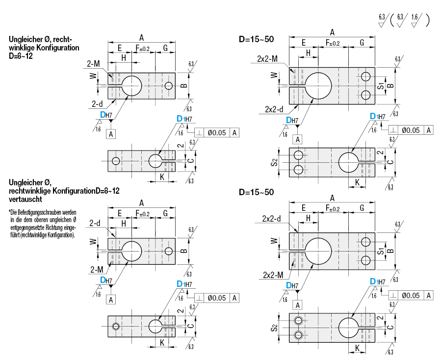 Klemmstücke/Ungleiche Ø/Abgänge rechtwinklig angeordnet:Verwandte bildanzeige