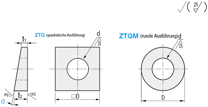 ZTQM10-3) Keilscheiben / 3°, 5°, 8° Keilform / Stahl / chromatiert  (III-wertig) von MISUMI