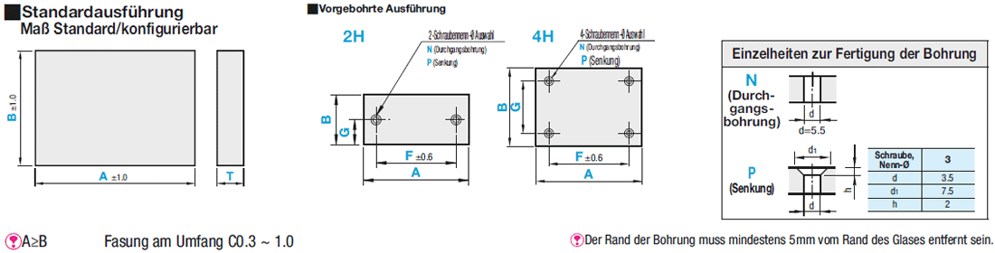 Quadratische Glasplatten/Standardmaße A/B:Verwandte bildanzeige
