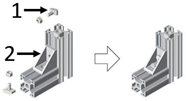 Anwendungsbeispiel - Hammerkopfschraube und Flanschmutter für Aluminiumprofile