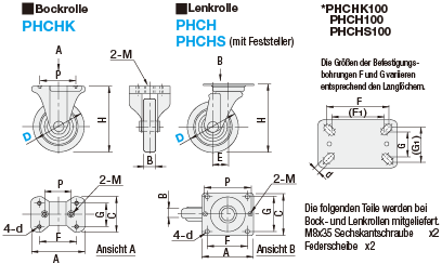 Geräterolle für Rohrrahmen/Mit Montageplatte:Verwandte bildanzeige