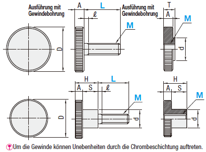 Sterngriffmuttern - ähnl. DIN 6336 - mit Durchgangsgewinde - Ø 32, 40 und  50 mm - M 6, M 8 und M 10