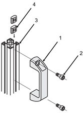 Anwendungsbeispiel Handgriff - Kunststoffgriff - Kunststoffgriff für Aluminiumprofil  - Kunststoffgriff für Konstruktionsprofil - Kunststoff Bügelgriff