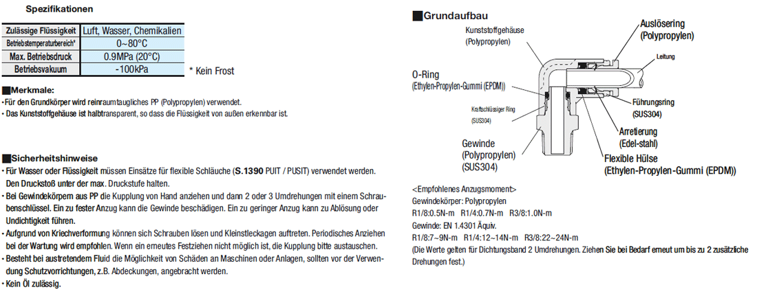 Schnellkupplungen f Anwendungen m erhöhten Reinheitsanf./T-Stücke/Edelstahl/Mit Gew.:Verwandte bildanzeige