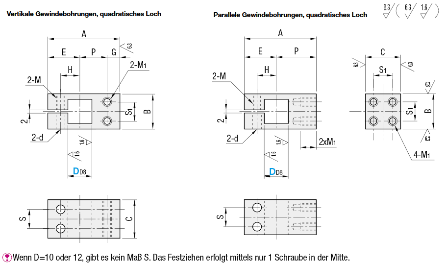 Klemmstücke/Aufnahme quadratisch/Vertikale Gewindebohrungen:Verwandte bildanzeige