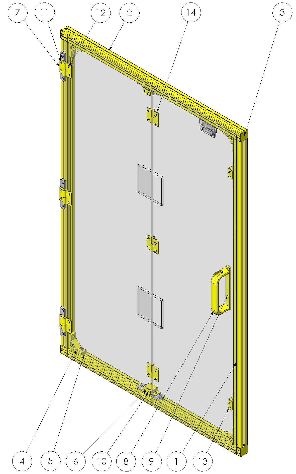 Anwendungsbeispiel Falttür - Aluminiumprofilrahmen - Aluminiumprofilrahmen mit Linsenkopfschrauben