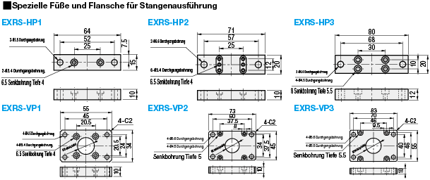 Einachsige Roboter/Serie RSD1/RSDG1/Stangen-Ausführung/Spezialfüße und -flansche:Verwandte bildanzeige