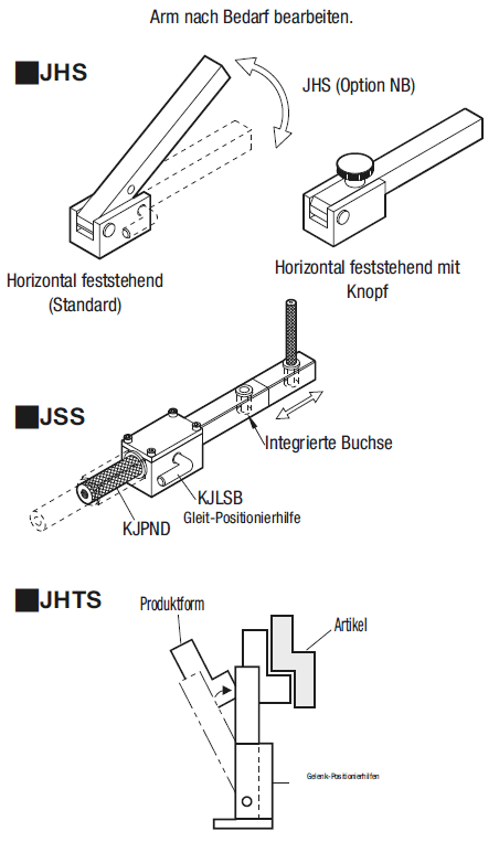 Zubehör für Prüfwerkzeuge/Scharnier-Einheiten/Ausführung mit horizontalem Verfahrweg:Verwandte bildanzeige