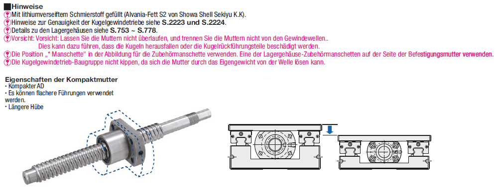 Kugelgewindetriebe/Gerollt/Kompakte Mutter/Wellen-Ø 10/Steigung 4:Verwandte bildanzeige