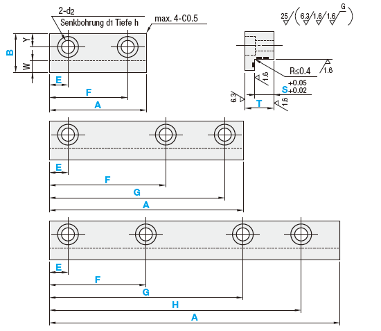 L-Leisten/Kupferlegierung/Länge und Steigung der Schraubenbohrung konfigurierbar:Verwandte bildanzeige