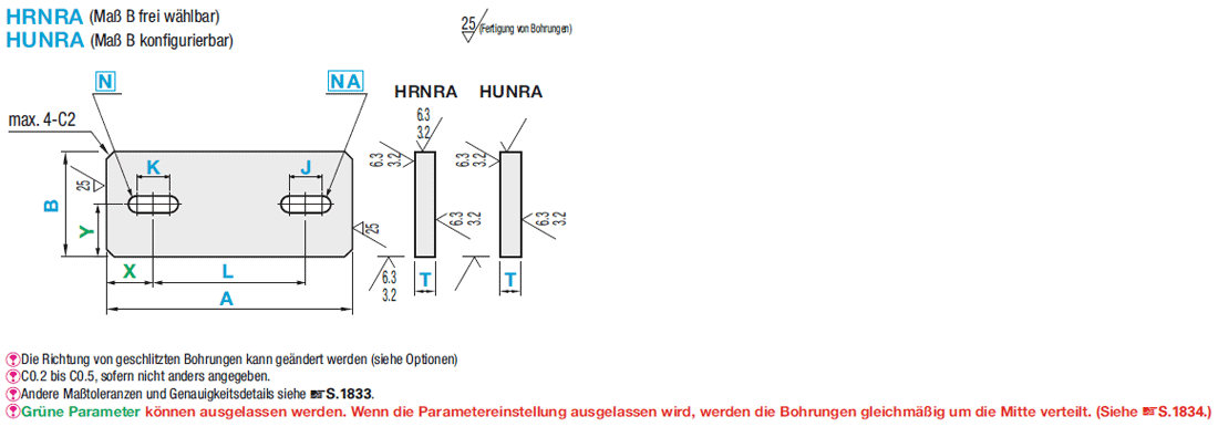 Flachstangen-Montageplatten/Halterungen/Maß B Frei wählbar:Verwandte bildanzeige