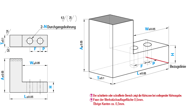 Ausrichtstücke (flache Oberfläche), Ausführung mit zwei Bohrungen:Verwandte bildanzeige