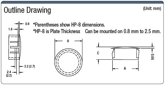 Cable Bushing (Blind / Black):Related Image