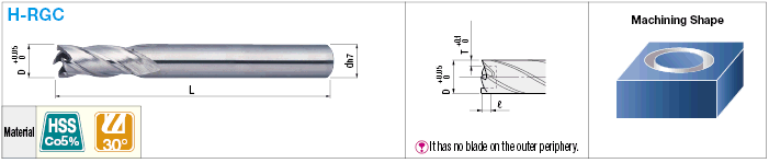 High-Speed Steel O-Ring Grooving Cutter (JIS Standards P Series Supported) 4-Flute:Related Image