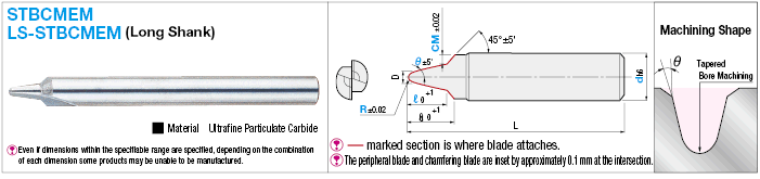 Carbide Straight Blade Tapered Ball End Mill, 2-Flute, with Chamfering Blade:Related Image