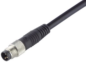 Kabelstecker, umspritzt, Schraubanschluss, M8x1, mit Sechskant-Druckguss-Gewindering, PUR
