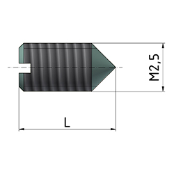 Interzoll, Gewindestift M2,5 x 5 / M2,5 x 8, V2A, zur Positionierung und Erdung des Gewindestreifens