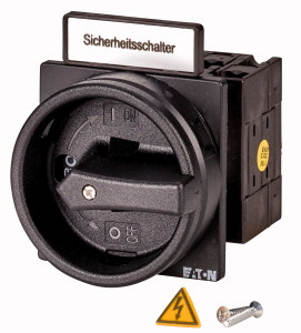 Sicherheitsschalter SUVA, T3, 32 A, Einbau, 2 Schließer, 2 Öffner, HALT-Funktion, mit Warnschild „Sicherheitsschalter”