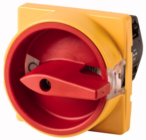 Hilfsstromtrennschalter, TM, 10 A, Einbau, Kontakte: 1, NOT-AUS-Funktion, mit rotem Drehgriff und gelbem Sperrkranz, abschließbar in 0-Stellung