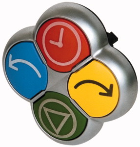 4-way pushbutton, momentary, facility for inscription, silver