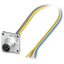 Einbausteckverbinder SACC-SQ, stecker, M12, D-kodiert, mit 0,5 m TPE-Litze