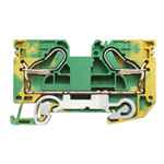 Schutzleiter-Reihenklemme, PUSH IN, 16 mm², 800 V, 76 A, Anzahl Anschlüsse: 2, Anzahl der Etagen: 1, grün / gelb