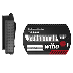 Wiha Bit Set FlipSelector Standard 25 mm gemischt 13-tlg, 1/4" C6,3 mit Gürtelclip