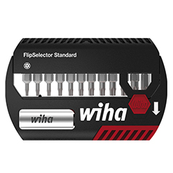 Wiha Bit Set FlipSelector Standard 25 mm TORX® Tamper Resistant (mit Bohrung) 13-tlg, 1/4" C6,3 mit Gürtelclip