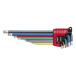 Wiha Stiftschlüssel Set im ErgoStar Halter Sechskant-Kugelkopf MagicRing®, 9-tlg. farbig leuchtend