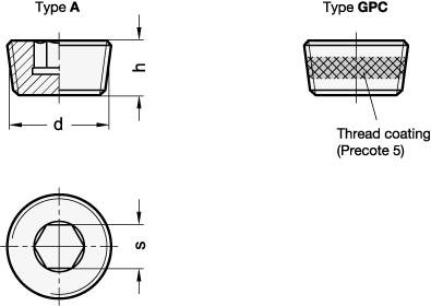 Verschlussschrauben / 906-ST-M6X1-GPC / DIN 906 / rechtsgängig / konisch / Stahl
